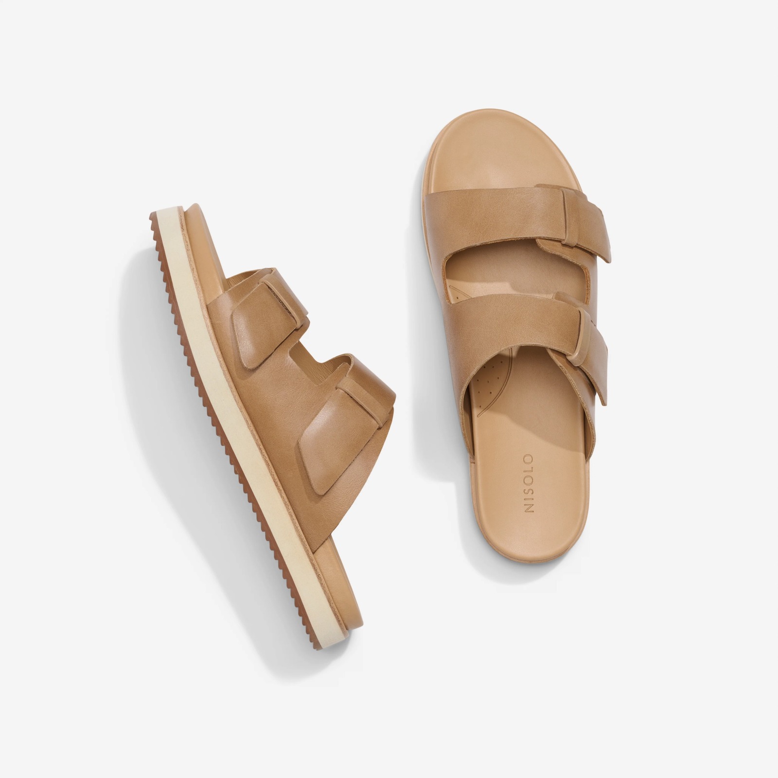 Nisolo Ella Go-To Flatform Women's 8 Sandal Almond Leather Double Strap Slide
